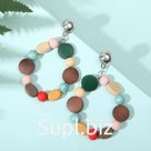 Серьги "Бусины" хиппи, цветные в серебре