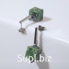 Серьги "Яшма" кубики, цвет зелёный
