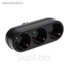 Разветвитель Toker 3L3, 16 А, трехместный, с з/к, черный