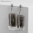 Серьги ассорти "Танзания" иглы, цвет серый в чернёном серебре