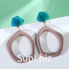 Серьги пластик "Кольцо" античность, цвет коричнево-синий