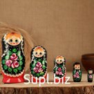 Матрёшка «Горошек», красное платье, 5 кукольная, 15 см