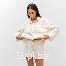 Пижама женская (рубашка, шорты) KAFTAN Basic line, размер 44, молочная