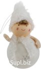 New Year's decoration, hanging: Boy in a fur cap Color: white Size: 6x6x12 cm
