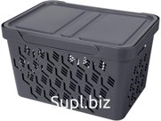 Ящик DELUXE 380х276х220 18л для хранения с перфорацией с крышкой