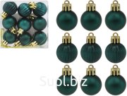 9 Christmas tree balls, 3cm in diameter, emerald green