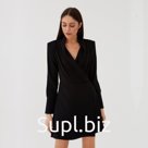 Платье мини женское со сборкой MIST, размер 42, чёрное