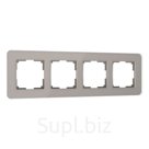 Рамка W0042417, 4 розетки Elite, дымчатый, стекло