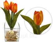 Decorative flowers Tulips in a vase Size: 10x10x23 cm Color: orange