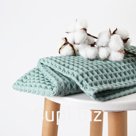 Полотенце вафельное банное Этель "Boho" 45*90 см, цв. мятный, 100% хл