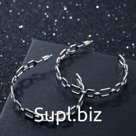 Серьги-кольца "Геометрия" квадраты и прямоугольники, цвет серебро, d=4,5