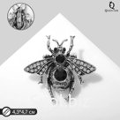 Брошь «Муха» классика, цвет чёрный в чернёном серебре