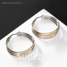 Серьги-кольца "Сталь" толщина, d=3,5, цвет золотисто-серебрянный