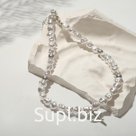 Кулон на декоративной основе "Крест" ажурный, цвет белый в серебре, L= 35 см