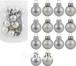 Christmas tree balls, 14 pcs, 2.5 cm in diameter. Color: silver (glass).