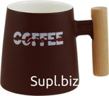 Кружка Coffee 390мл Цвет: шоколад Материал: фарфор, дерево