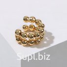 Серьга "Каффа" две линии бусиков, цвет золото