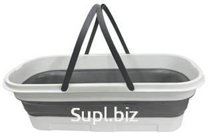 Ведро-таз с ручками силиконовое складное прямоугольное на 4 колесиках, арт. RA-9160