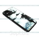Силиконовый чехол, спинка стекло, с защитой на камеру, для iPhone 12(6.1), солдат и самолеты