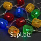 Гирлянда "Нить" 4 м с насадками "Фонарик сетка", IP20, прозрачная нить, 20 LED, свечение мульти, 8 режимов, 220 В