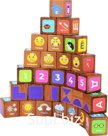Mega set of 30 wooden cubes with printing Item: 15511
