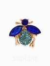 Брошь «Муха», синяя в золоте
