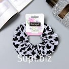 Резинка для волос "Орбита" жатка пятна, 12 см, чёрно-белый