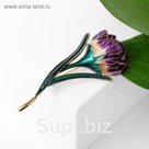Брошь "Цветок" пышный тюльпан, цвет фиолетово-зелёный в золоте