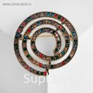 Брошь "Ватрушка", цветная в чернёном золоте