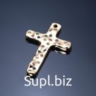 Подвеска родированная "Крестик" мятый металл, разноцветный в золоте