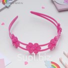 Ободок для волос "Цветы" 3 см сердечко в цветке, микс