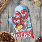 Варежка-прихватка "Чаепитие с драконом" 20х28 см, 35% хл, 65% пэ, ватин 250 г/м2