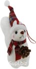 New Year's hanging decoration: Squirrel with a pine cone. Color: white + red. Size: 4.5 x 10 x 9 cm.