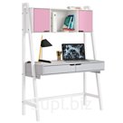 Стол письменный Polini Kids Mirum 1446, с полкой, цвет серый-белый/двери розовые