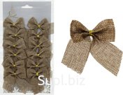 Christmas tree decorations: Vintage bows, 12 pcs., 7x0.5x7.5 cm. Color: sand.