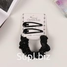 Набор для волос «Глория блеск», 2 резинки 5.5 см, 2 невидимки 5 см, чёрный