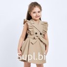 Платье детское двубортное KAFTAN, размер 32 (110-116 см), бежевое