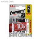 Батарейка алкалиновая Energizer Max +PowerSeal, AA, LR6-6BL, 1.5В, блистер, 6 шт.