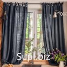 Комплект штор для кухни с завязками «Этель» Linen collection grey,145×180 см-2 шт.,100% лён