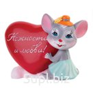 Фигурка из полирезины "Мышка-любовь", 11*7,5*5см
