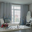 Штора портьерная Этель "Акварель" цв.синий, 250*265 см, пл. 210 г/м2, 100 п/э