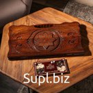Нарды ручной работы "Арабеска", с ручкой, 60х30 см, с шахматным полем, массив ореха, Армения