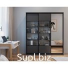 Библиотека-купе HOBBY 222х45х210 GGZ Темно-серый-Белый шёлк