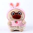Мягкая игрушка «Мопс», в костюме зайки, 21 см