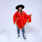 Карнавальный костюм взрослый"Мексика"шляпа, пончо красное.