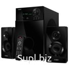 Колонки компьютерные SVEN AC MS-2100, 2.1, 80 Вт, часы, FM-тюнер, дерево, черные, SV-012236