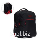 Рюкзак школьный Grizzly, 39 х 26 х 19 см, эргономичная спинка, отделение для ноутбука, чёрный/красный