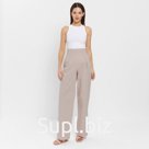 Брюки женские хлопковые MINAKU: Enjoy, серо-розовые, размер 44