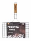 1-2.SALE Решетка-гриль плоская 34*20*1,5см /дл.47см (3.0/2.0/1.5мм), хром.сталь/дер. ПРОМО