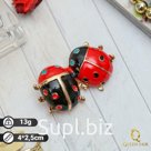 Брошь "Божьи коровки" парочка, цвет красно-чёрный в золоте